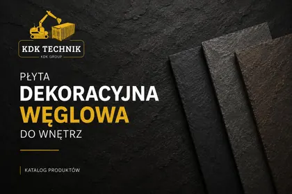 Okładka katalogu produktów KDK TECHNIK z płytami dekoracyjnymi węglowymi